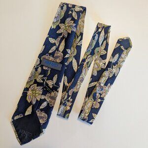 Vintage Kenzo Paris Blue Floral Silk Tie - Made in Italy